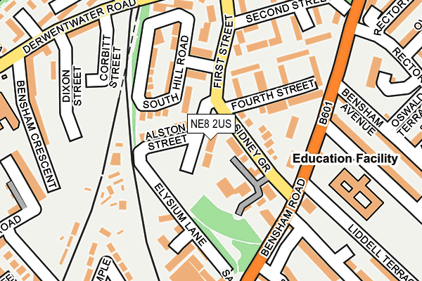 NE8 2US map - OS OpenMap – Local (Ordnance Survey)
