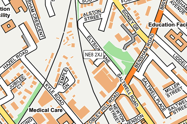 NE8 2XJ map - OS OpenMap – Local (Ordnance Survey)