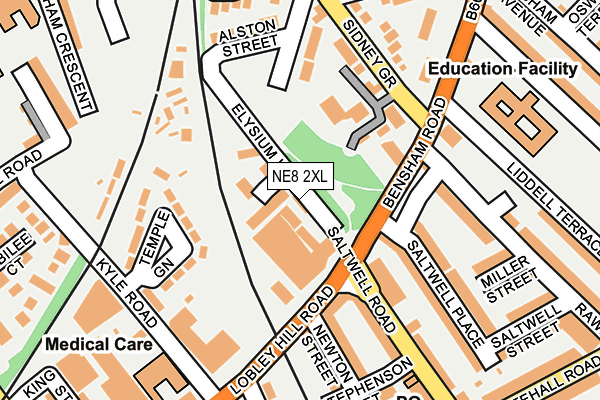 NE8 2XL map - OS OpenMap – Local (Ordnance Survey)