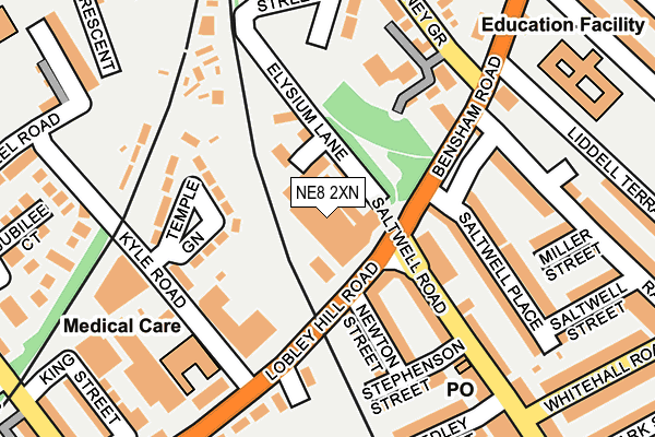 NE8 2XN map - OS OpenMap – Local (Ordnance Survey)