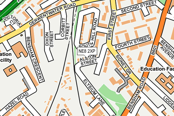 NE8 2XP map - OS OpenMap – Local (Ordnance Survey)