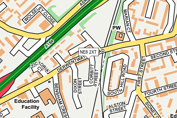 NE8 2XT map - OS OpenMap – Local (Ordnance Survey)