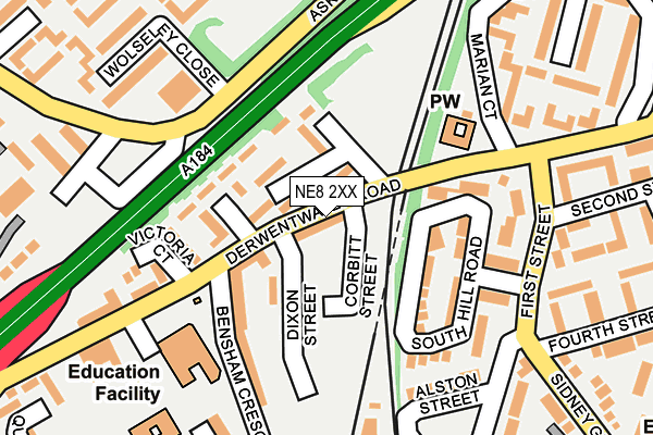 NE8 2XX map - OS OpenMap – Local (Ordnance Survey)