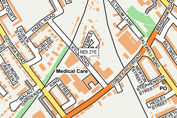 NE8 2YE map - OS OpenMap – Local (Ordnance Survey)