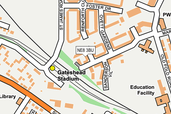 NE8 3BU map - OS OpenMap – Local (Ordnance Survey)