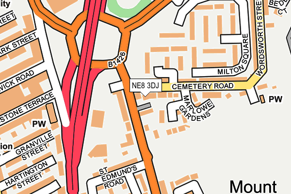 NE8 3DJ map - OS OpenMap – Local (Ordnance Survey)