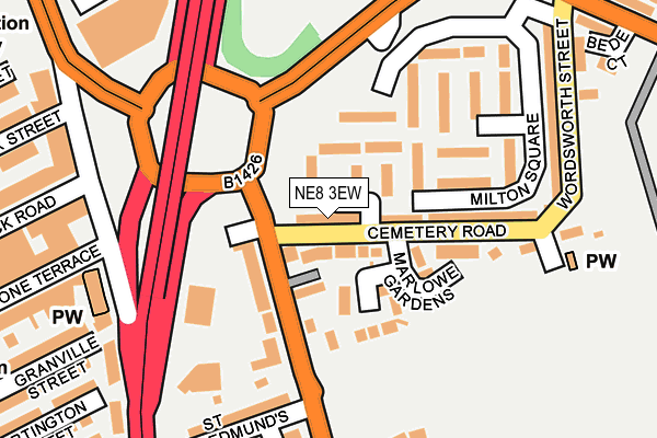 NE8 3EW map - OS OpenMap – Local (Ordnance Survey)