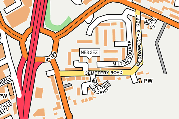 NE8 3EZ map - OS OpenMap – Local (Ordnance Survey)