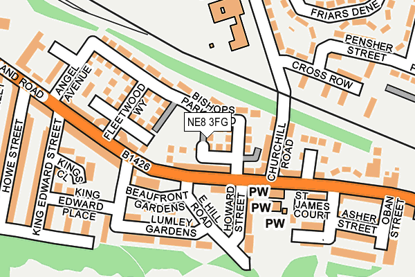 NE8 3FG map - OS OpenMap – Local (Ordnance Survey)
