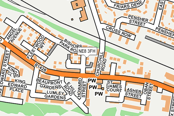 NE8 3FH map - OS OpenMap – Local (Ordnance Survey)