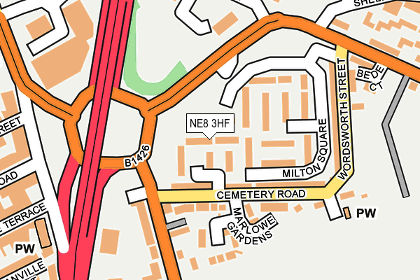 NE8 3HF map - OS OpenMap – Local (Ordnance Survey)