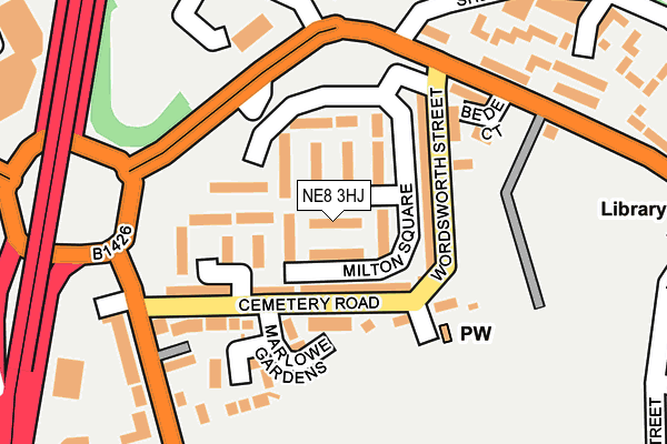 NE8 3HJ map - OS OpenMap – Local (Ordnance Survey)