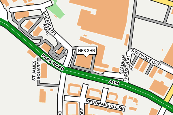 NE8 3HN map - OS OpenMap – Local (Ordnance Survey)
