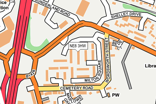 NE8 3HW map - OS OpenMap – Local (Ordnance Survey)
