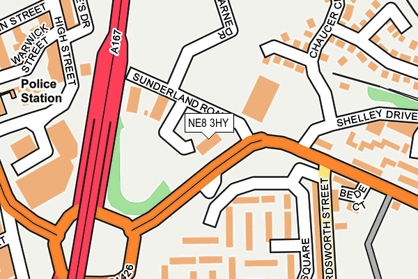 NE8 3HY map - OS OpenMap – Local (Ordnance Survey)