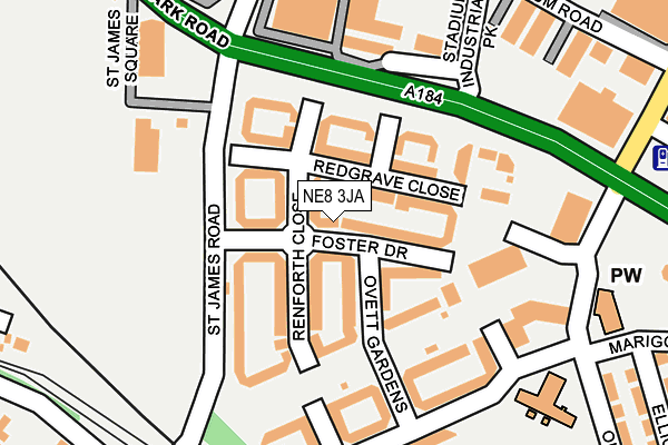 NE8 3JA map - OS OpenMap – Local (Ordnance Survey)