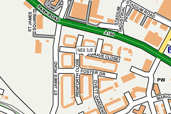 NE8 3JE map - OS OpenMap – Local (Ordnance Survey)