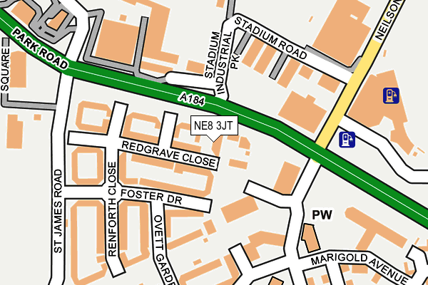 NE8 3JT map - OS OpenMap – Local (Ordnance Survey)