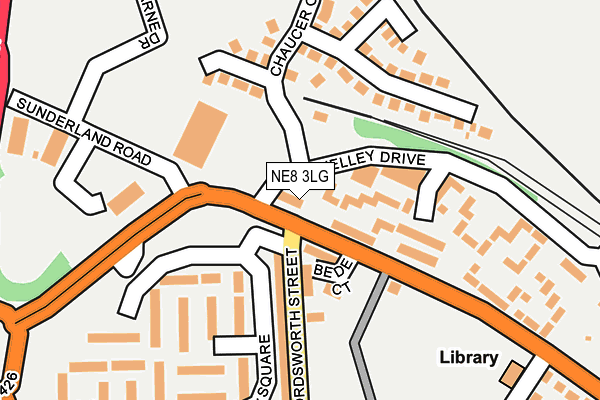 NE8 3LG map - OS OpenMap – Local (Ordnance Survey)
