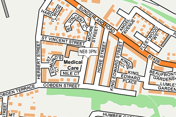 NE8 3PN map - OS OpenMap – Local (Ordnance Survey)