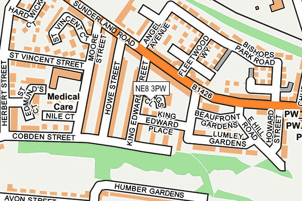 NE8 3PW map - OS OpenMap – Local (Ordnance Survey)