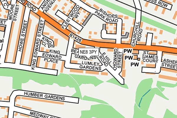 NE8 3PY map - OS OpenMap – Local (Ordnance Survey)