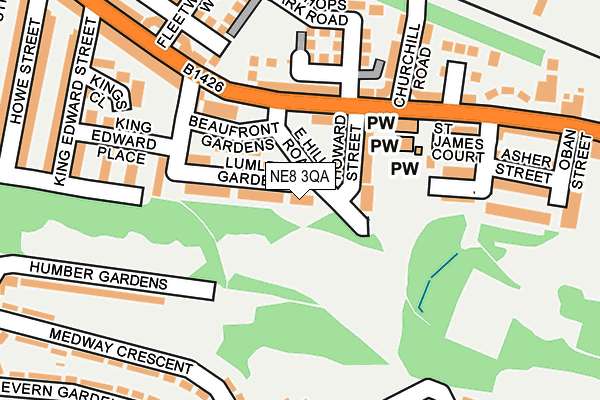 NE8 3QA map - OS OpenMap – Local (Ordnance Survey)