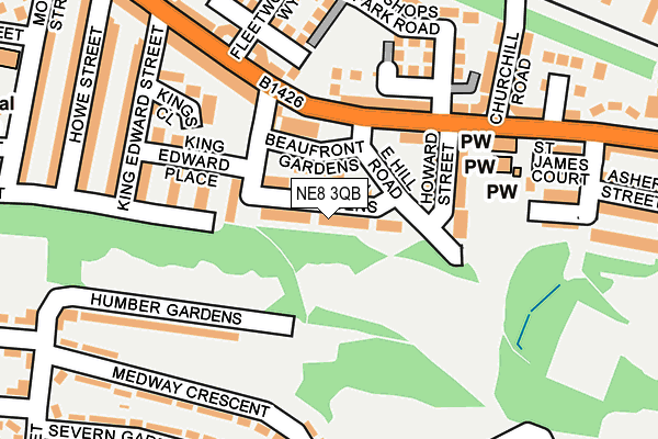 NE8 3QB map - OS OpenMap – Local (Ordnance Survey)