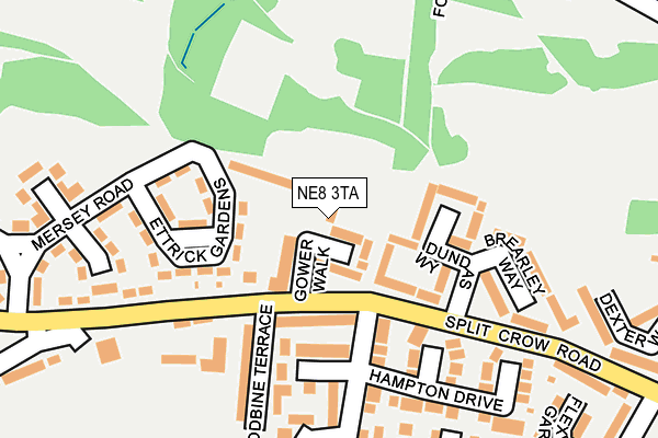 NE8 3TA map - OS OpenMap – Local (Ordnance Survey)