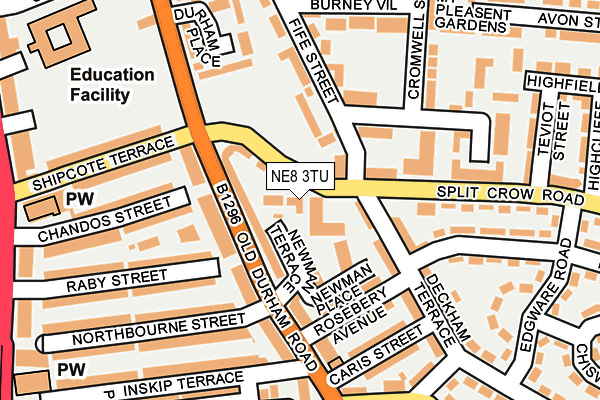 NE8 3TU map - OS OpenMap – Local (Ordnance Survey)