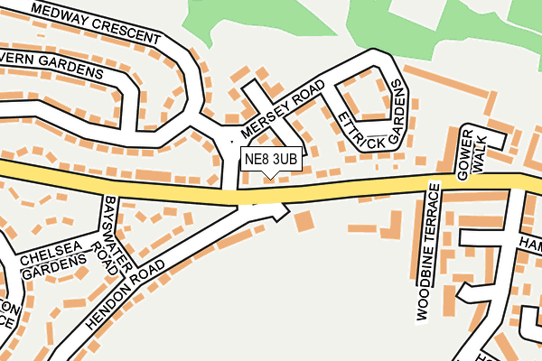 NE8 3UB map - OS OpenMap – Local (Ordnance Survey)
