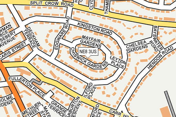 NE8 3US map - OS OpenMap – Local (Ordnance Survey)