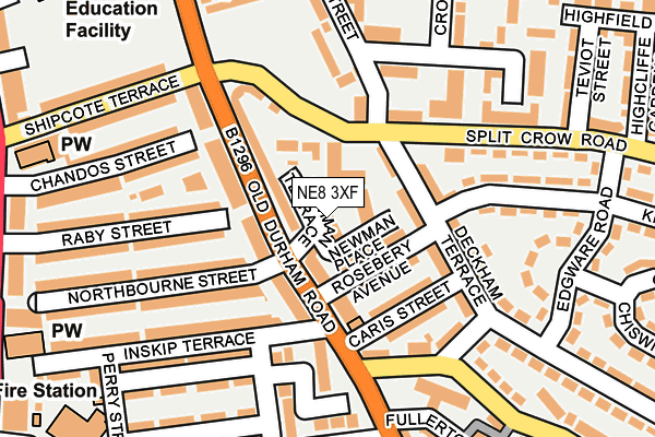 NE8 3XF map - OS OpenMap – Local (Ordnance Survey)