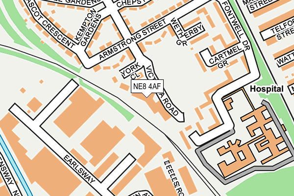 NE8 4AF map - OS OpenMap – Local (Ordnance Survey)