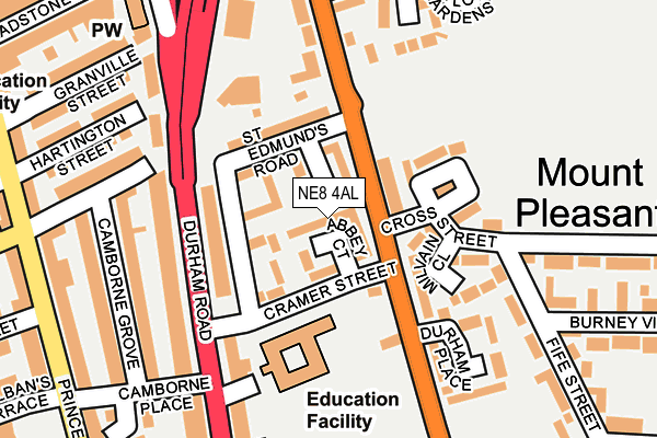 NE8 4AL map - OS OpenMap – Local (Ordnance Survey)