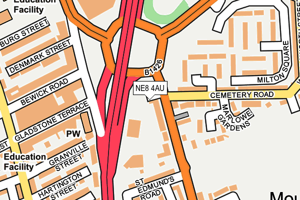 NE8 4AU map - OS OpenMap – Local (Ordnance Survey)