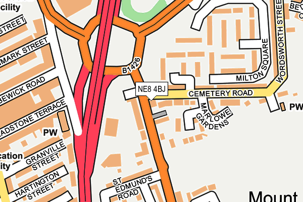 NE8 4BJ map - OS OpenMap – Local (Ordnance Survey)