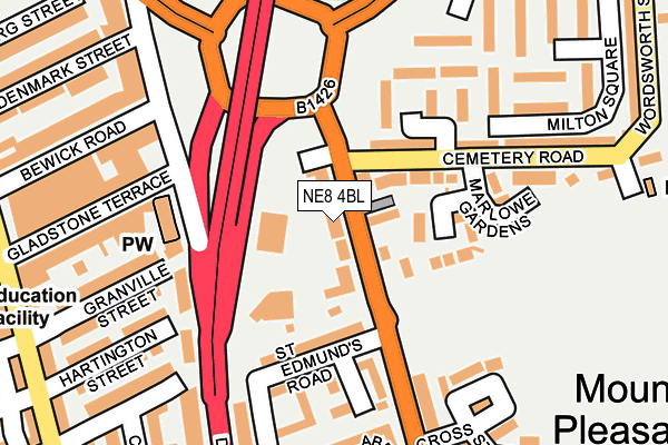 NE8 4BL map - OS OpenMap – Local (Ordnance Survey)