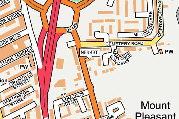 NE8 4BT map - OS OpenMap – Local (Ordnance Survey)
