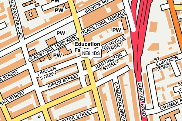 NE8 4DS map - OS OpenMap – Local (Ordnance Survey)