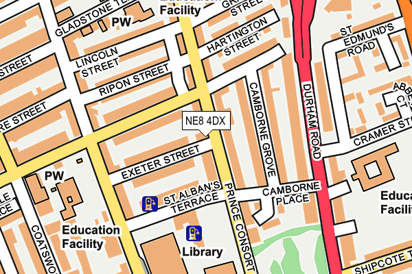 NE8 4DX map - OS OpenMap – Local (Ordnance Survey)