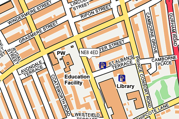 NE8 4ED map - OS OpenMap – Local (Ordnance Survey)