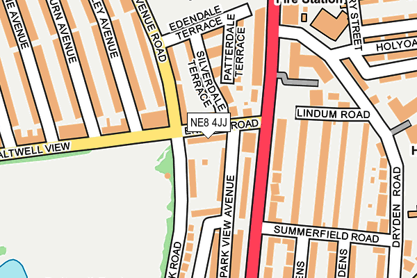 NE8 4JJ map - OS OpenMap – Local (Ordnance Survey)