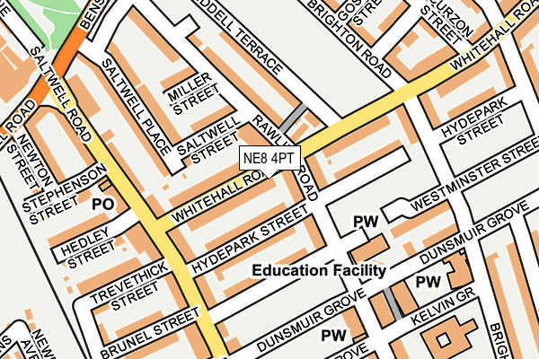 NE8 4PT map - OS OpenMap – Local (Ordnance Survey)