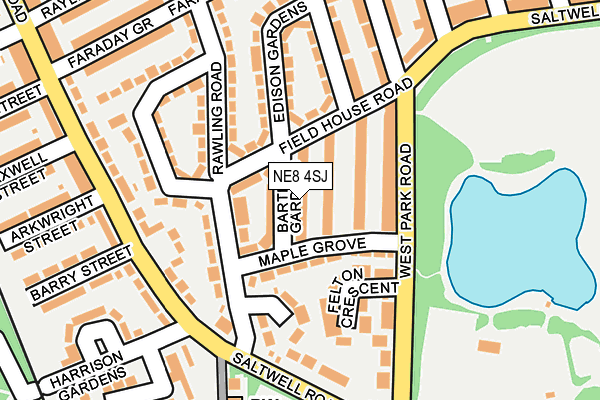 NE8 4SJ map - OS OpenMap – Local (Ordnance Survey)