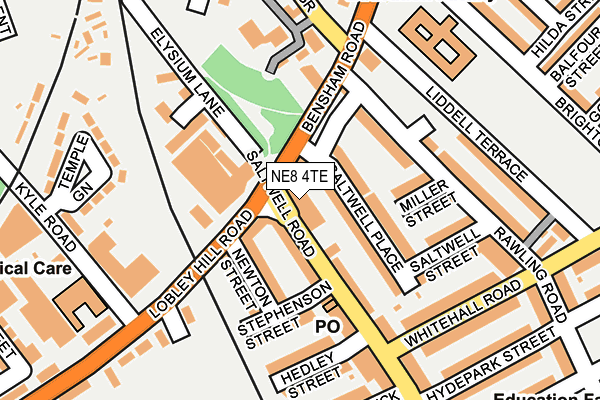 NE8 4TE map - OS OpenMap – Local (Ordnance Survey)
