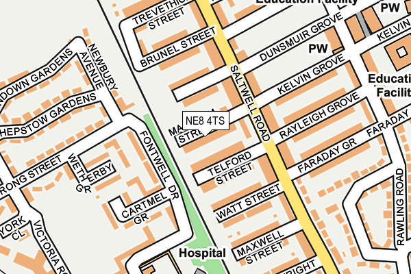 NE8 4TS map - OS OpenMap – Local (Ordnance Survey)
