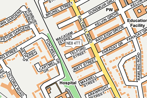 NE8 4TT map - OS OpenMap – Local (Ordnance Survey)