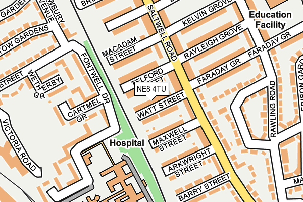 NE8 4TU map - OS OpenMap – Local (Ordnance Survey)