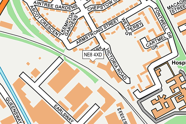 NE8 4XD map - OS OpenMap – Local (Ordnance Survey)